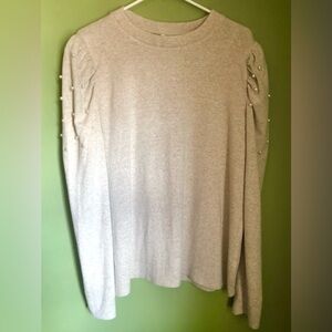Cato Est 1946 Beige Cream White Pearl Detail Dolman Sleeve Rayon Knit Sweater XL